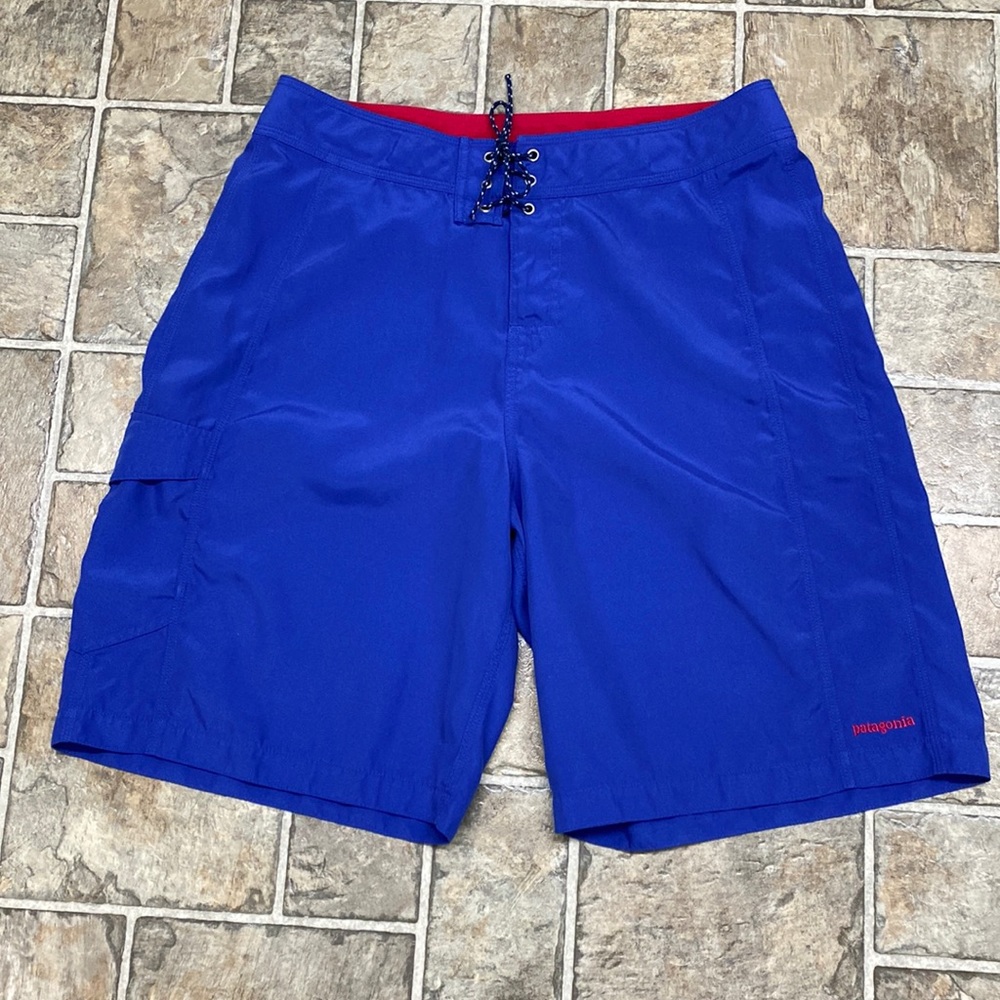 Patagonia Swim Shorts Style # 86570 Side Snap Pocket, Blue